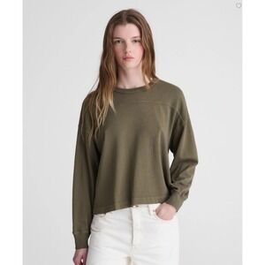 Madewell Relaxed Crewneck Long Sleeve Tee Women XS Faded Ivy Green NT718 NZ644